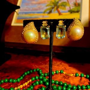 Two  Pairs of Vintage Christian Dior Clip On Earrings